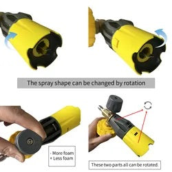 Adjustable settings for spray pattern and foam density